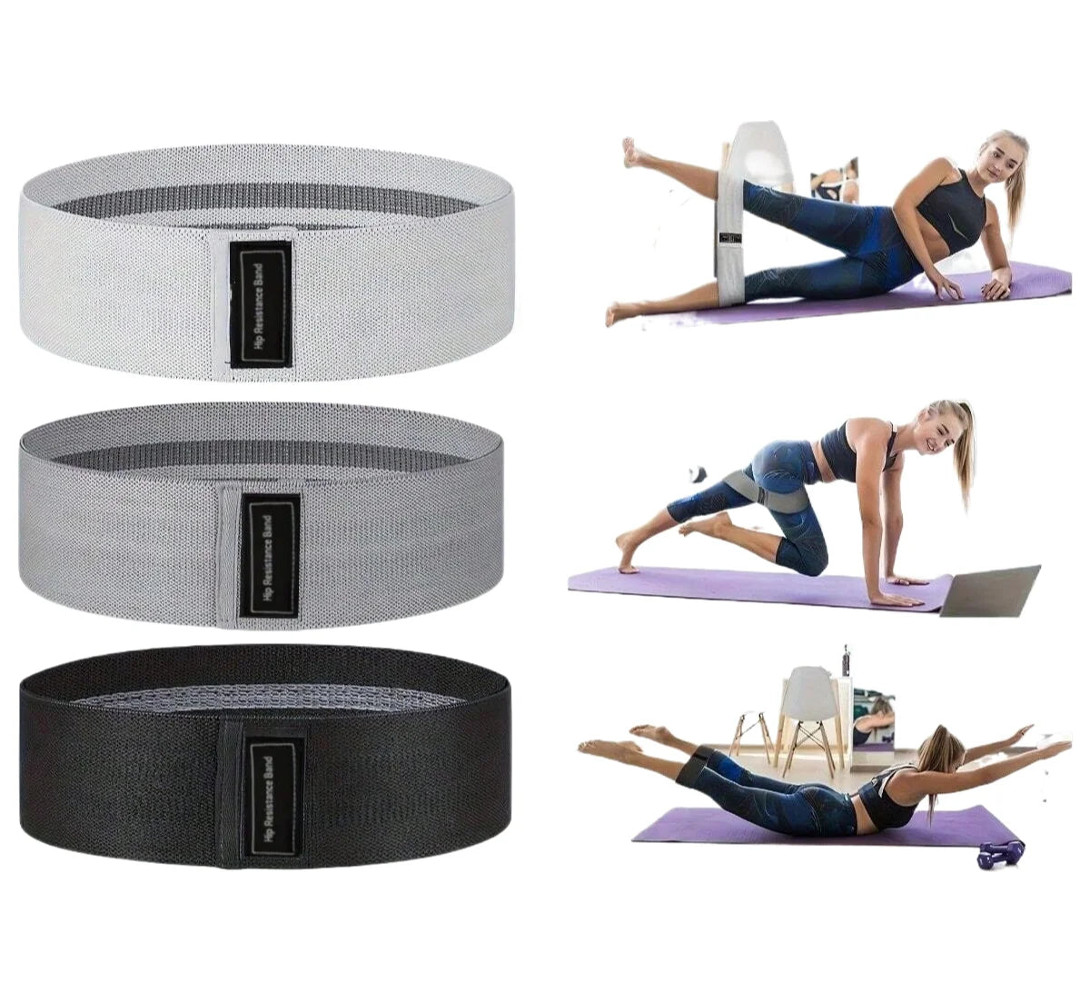 Fabric Resistance Hip Bands - Booty & Glute Workout Bands Set
