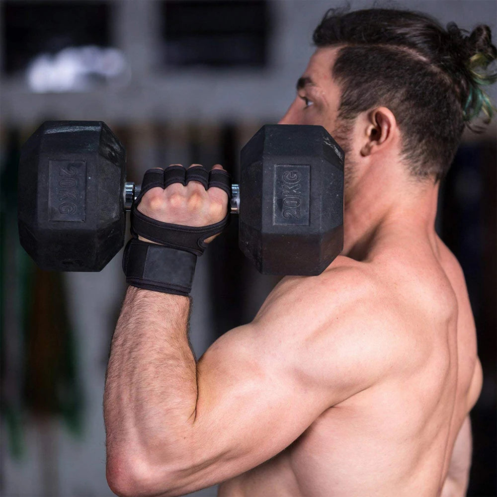 Gym Workout Gloves - Weightlifting Hand Protection with Wrist Support