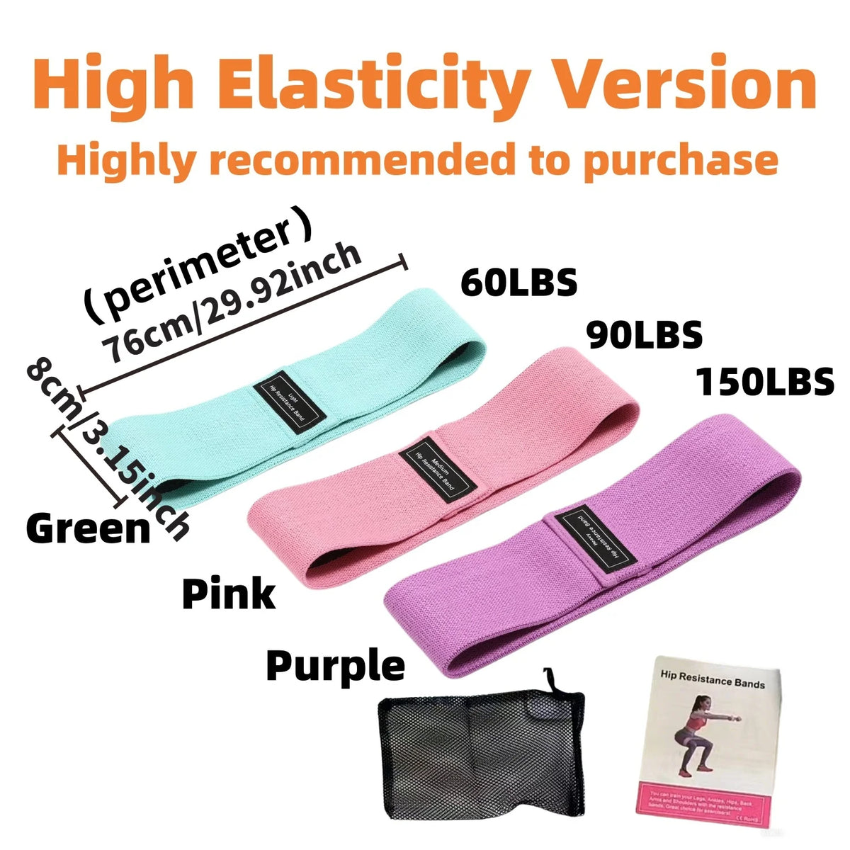 Basic Fabric Resistance Hip Booty Bands Glute Thigh Elastic Workout Bands Squat Circle Stretch Fitness Strips Loops Yoga Gym