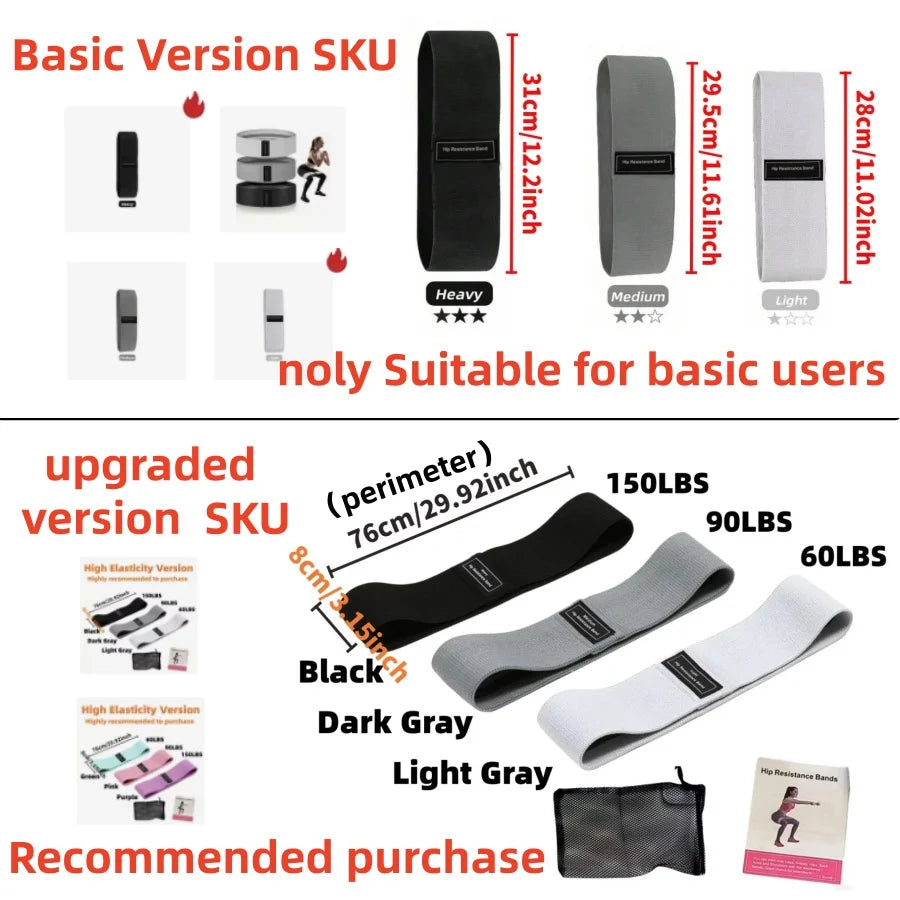 Basic Fabric Resistance Hip Booty Bands Glute Thigh Elastic Workout Bands Squat Circle Stretch Fitness Strips Loops Yoga Gym