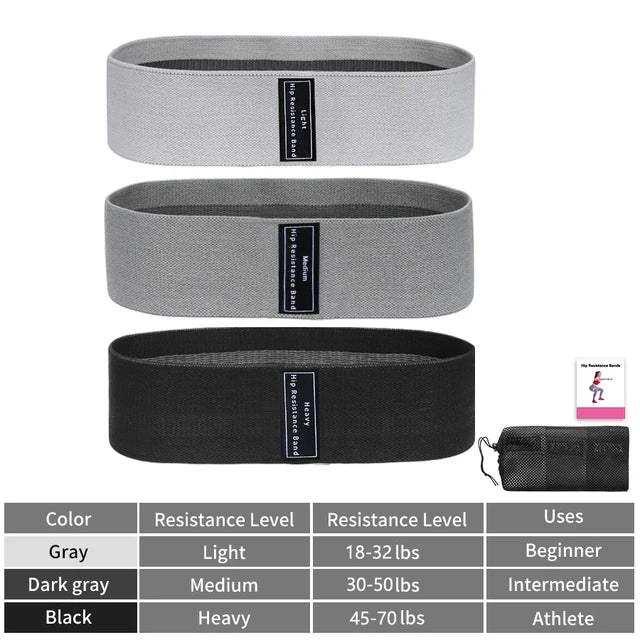 Fabric Resistance Hip Bands - Booty & Glute Workout Bands Set